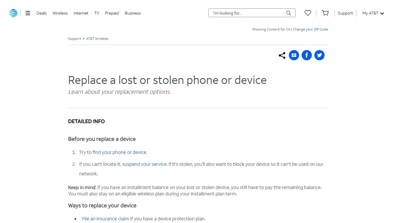 Replace a lost or stolen phone or device - AT&T